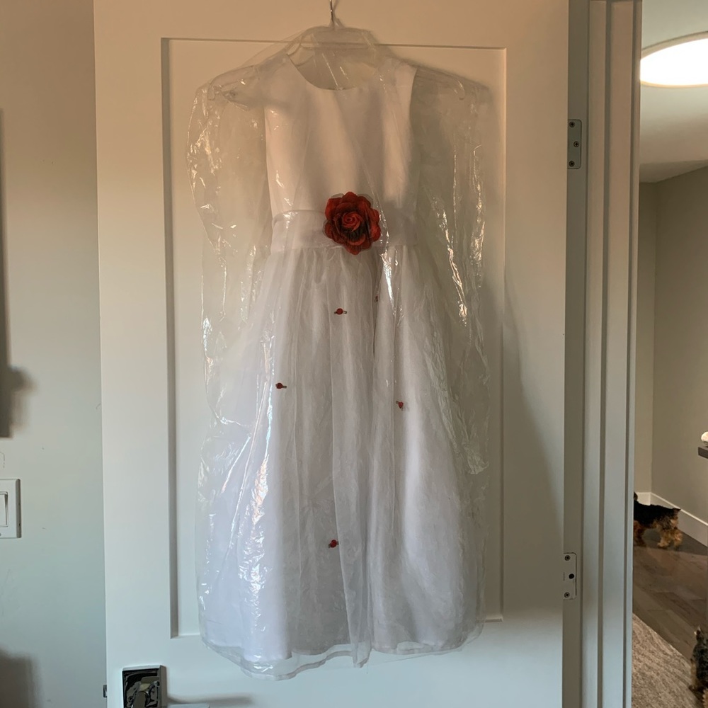 Girls size 10 white satin/tulle dress